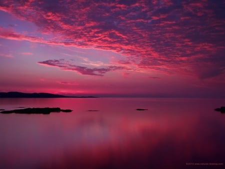 Sunset - sky, ocean, lake, pink, sunset, sea, scotland