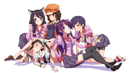 Nisemonogatari girls - nisemonogatari, hitagi, mayoi, nadeko, tsubasa, senjougahara, suruga