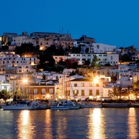 seaside town at night