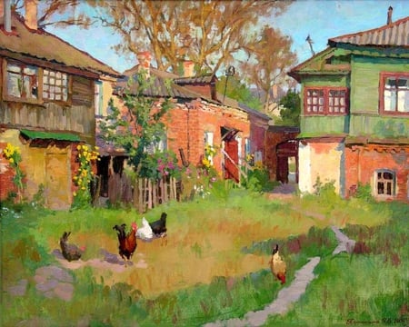 ÐŸÐ°Ñ‚Ð¾ÐºÐ¸Ð½Ð° Jan. The old courtyard - nature, painting, art, grass