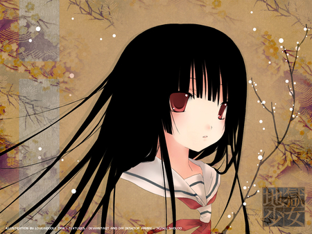 Enma ai - jigoku shoujo, enma ai, anime, girl, darkness