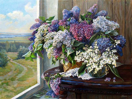 Eduard Panov. Art print on canvas with a view of the expanse - painting, view, art, eduard panov, flower