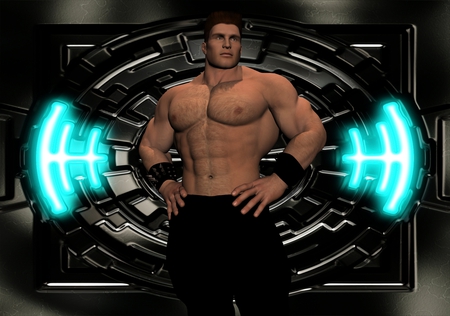 Starship Worker II - jeans, male, hunk, muscle, light