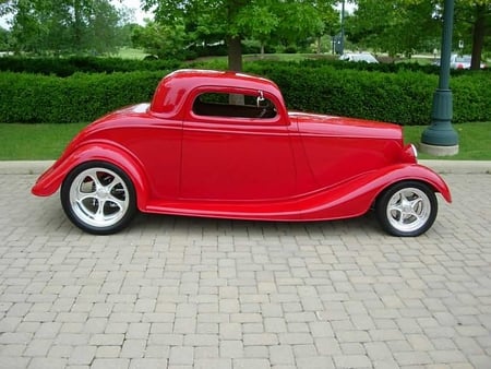 1933 Ford Coupe - hotrod, 3, hot, window, coupe, 33, three, rod, street, vintage, red, classic, 1933, ford, custom, antique