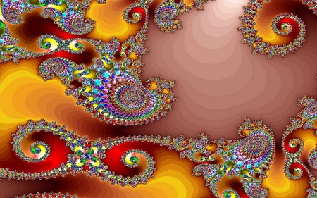 Fractal07 - yellow, design, red, tan, art, fractal