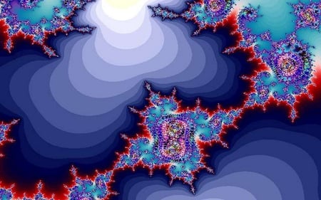 Fractal19 - white, design, blue, red, art, fractal