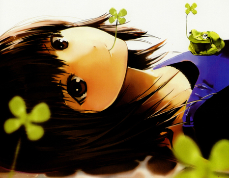 clover - dark hair, anime, girl, eyes, long hair, clover