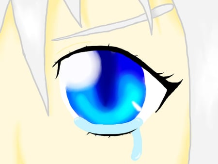 Lillia Will Never Give Up - tears, lillia, blue eye, blue eyes, chococat11, anime eye close up, elfen lied, eye, anime, manga, white hair