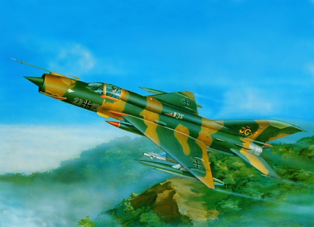 MiG 21MF - german, jet, mig-21, plane, russian, drawing, mig, airplane, 21mf, painting, art, 21, mig-21mf