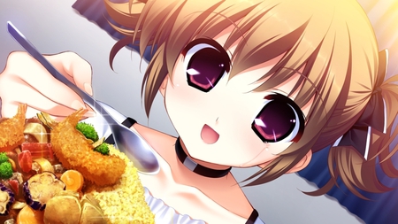 Say ahhh - anime, food, anime girl, cute