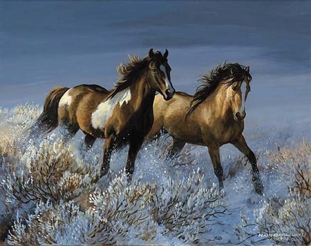 By Persis Clayton Weirs. - animal, persis clayton weirs, painting, run, art, horse